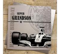 WHITE COTTON CARDS GRANDSON - F1 CAR MEN'S BIRTHDAY CARD (HM20)