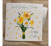 WHITE COTTON CARDS GRANDSON & PARTNER - EASTER DAFFODILS CARD (E26-6-GSP)