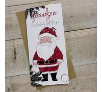 WHITE COTTON CARDS GRANDSON - SANTA CHRISTMAS MONEY WALLET (WBW-C25-8)