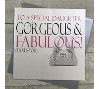 WHITE COTTON CARDS Handbag, To A Special Daughter Gorgeous & Fabulous That's You Handmade Large Birthday Card, XN18-D