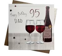 white cotton cards 95 Happy, Handmade 95th Birthday Card (Vintage Wine, Dad)