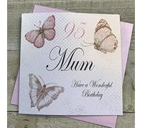WHITE COTTON CARDS Handmade 95 Mum Have a Wonderful Vintage Butterflies 95th Birthday Card, White, PM95