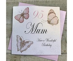 WHITE COTTON CARDS Handmade 95 Mum Have a Wonderful Vintage Butterflies 95th Birthday Card, White, PM95
