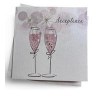 White Cotton Cards Handmade Acceptance Card (Champagne Glasses Design)