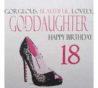 WHITE COTTON CARDS Handmade Gorgeous, Beautiful, Lovely, Goddaughter Happy Birthday 18" Neon Range Code N322-18 18th Birthday Card, White, N322-18