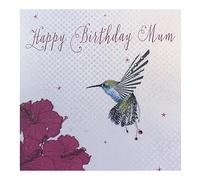 white cotton cards Handmade Happy Birthday Mum Birthday Card Hummingbird, White, WB189