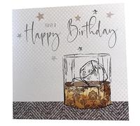 white cotton cards Handmade Men's Happy Birthday Card Whiskey, White, WB158 NEW,16cm x 16cm