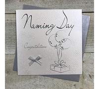 white cotton cards Handmade Naming Day Card, White, WB117A
