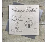 White Cotton Cards Handmade New Home Card, Moving in Together! SS253, grey|green|black|yellow,16 x 16 cm