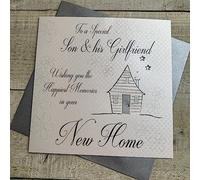 WHITE COTTON CARDS Handmade New Home Card, Son & his Girlfriend - Code SS252-SGF, Green,16 x 16 cm