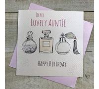 white cotton cards Handmade To My Lovely Auntie Happy Birthday Perfume Bottles Birthday Card, White, E30-A