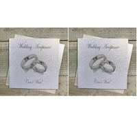 WHITE COTTON CARDS Handmade Wait Wedding Bands Acceptance Card, White, PD257 (Pack of 2)