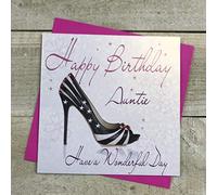 white cotton cards Happy Birthday Auntie Handmade Card Shoe, WS6