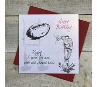 White Cotton Cards "Happy Birthday Rugby… A Sport For Men With Odd Shaped Balls Handmade Joke Birthday Card, SB9