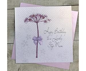 WHITE COTTON CARDS Happy Birthday To A Lovely Step Mum Handmade Birthday Card, BD55