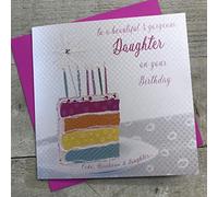 White Cotton Cards Happy Gorgeous Daughter, Handmade Birthday Card (Pink Cupcake)