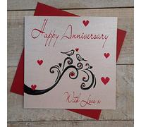 white cotton cards Happy Handmade Anniversary Card (Love Birds)