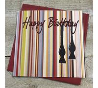 WHITE COTTON CARDS Happy, Handmade Men's Birthday Card (Bow Tie)