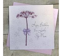 White Cotton Cards Happy Lovely Step Mum Handmade Birthday Card, BD55