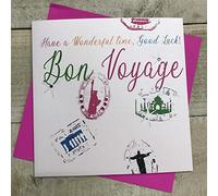 WHITE COTTON CARDS Have A Wonderful Time, Good Luck Bon Voyage Handmade Card, N40