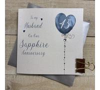 WHITE COTTON CARDS HEART BALLOON - HUSBAND 45TH ANNIVERSARY CARD, HAND FINISHED (DH45-H)