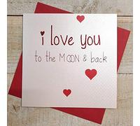 WHITE COTTON CARDS I Love You To The Moon & Back Handmade Valentine's Day Card, VLS3