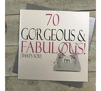 White Cotton Cards Large 70 Gorgeous & Fabulous That's You Handmade 70th Birthday Card, XN18-70