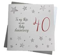 White Cotton Cards Large Big Twist Range Ruby, To My Wife On Our Ruby Anniversary 40" Handmade 40th Anniversary Card