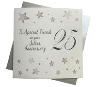 WHITE COTTON CARDS Large Big Twist Range, Special Friends On Your Silver 25" Handmade 25th Anniversary Card, XF25S