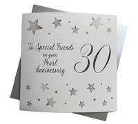 WHITE COTTON CARDS Large Big Twist Range, Special Friends On Your Pearl 30" Handmade 30th Anniversary Card, XF30S