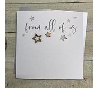 WHITE COTTON CARDS LARGE CARD - FROM ALL OF US - STARS DESIGN, HANDMADE CARD (XS210)