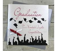 White Cotton Cards Large Graduation Scroll, Graduation To a Wonderful Daughter Handmade Graduation Card, XWB98d