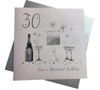 White Cotton Cards Large Handmade 30th Happy Birthday Card, XXBDA30, Pink
