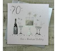 White Cotton Cards Large Handmade 70th Happy Birthday Card, XXBDA70