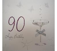 White Cotton Cards Large Handmade 90th Happy Birthday Card