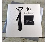White Cotton Cards Large Handmade Men's 40th Happy Birthday Card