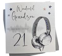 white cotton cards Large Happy Birthday Grandson 21st Birthday Handmade Card