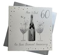 white cotton cards Large Mum and Dad Diamond Wedding, Handmade 60th Anniversary Card, XLBD60M