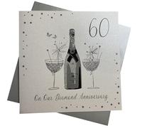 white cotton cards On Our Diamond Wedding, Large Handmade 60th Anniversary Card (Champagne & Chocolates)