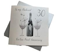 white cotton cards Large To My Husband Pearl Wedding Anniversary, Handmade 30th Anniversary Card, White, XLBD30H
