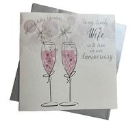 WHITE COTTON CARDS Large to My Lovely Wife Happy Anniversary Handmade Card, White, XLBD16