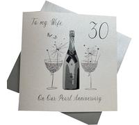 white cotton cards Large to My Wife Pearl Wedding, Handmade 30th Anniversary Card, XLBD30W