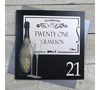 White Cotton Cards Large Twenty One Grandson Handmade 21st Birthday Card, XBA21GS