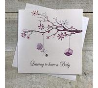 white cotton cards "Leaving To Have A Baby Handmade Card, PD92