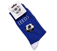 WHITE COTTON CARDS Leeds United Whites Utd FC Football Club - BOLD COLOUR Football Fan Novelty Socks. Size UK Small 2-7 (S-FB23-S)