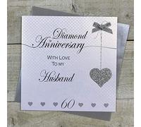 WHITE COTTON CARDS LLA60H Husband 60th Diamond Wedding Anniversary Handmade Card - Love Lines ,16cm x 16cm