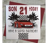 WHITE COTTON CARDS LLR21-S "Son 21 Have A Super Birthday" Handmade 21st Birthday Card