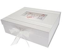 White Cotton Cards, Love Large Keepsake Box, Vintage Butterflies, LV2X, Board, 27.2 x 32 x 11 cm