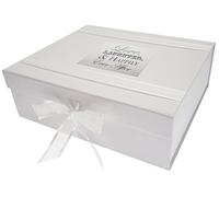 White Cotton Cards Love & Laughter, Happily Ever After, Handmade Wedding Large Keepsake Box. (LW2X)
