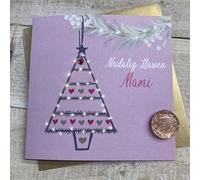 WHITE COTTON CARDS MAMI TREE DECORATION WELSH CHRISTMAS CARD, HAND FINISHED (W-C23-120)